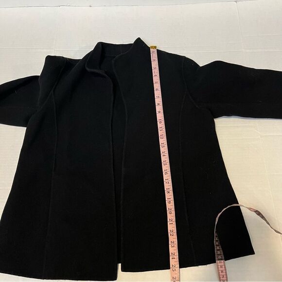 Eileen Fisher Black Stand Collar Open Front Wool/Cashmere Blend Jacket Small - Picture 12 of 12